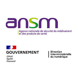 Logos de l'ANSM et de la DINUM